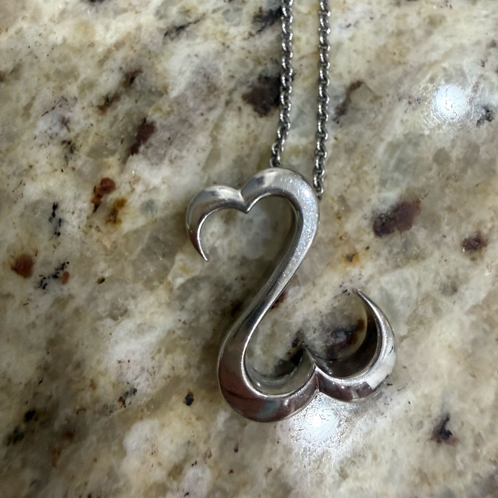 Elegant 925 Silver Open Heart Pendant 17” Necklace from Kay Jewelers